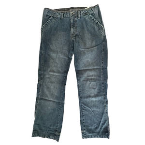 Lufian Men's Straight Jeans Denim Pants 100% Cotton US Size 34 Washed Black